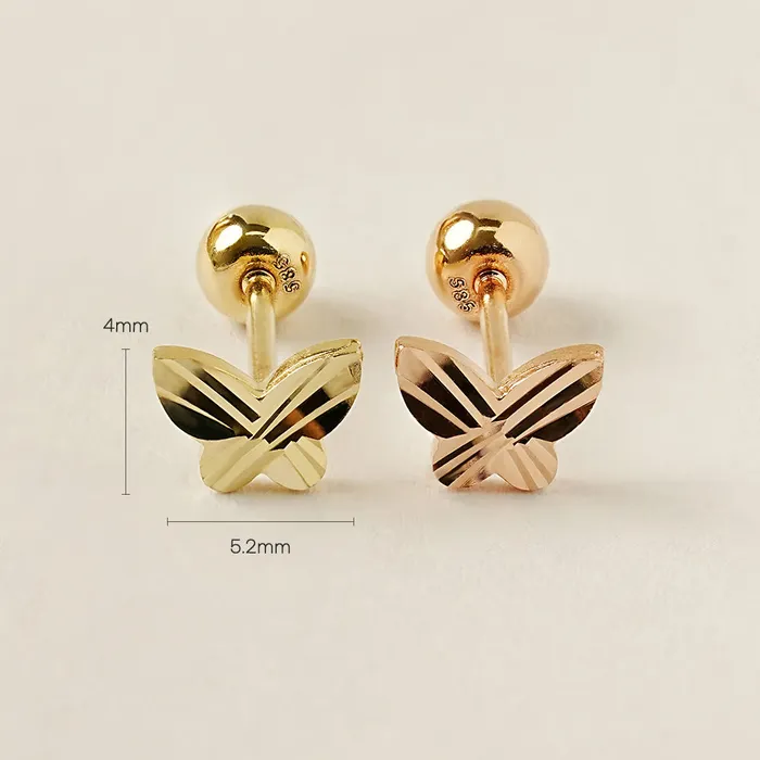 Earrings MinimalBijoux 14K Gold Cutting Butterfly Cartilage Earring 20G