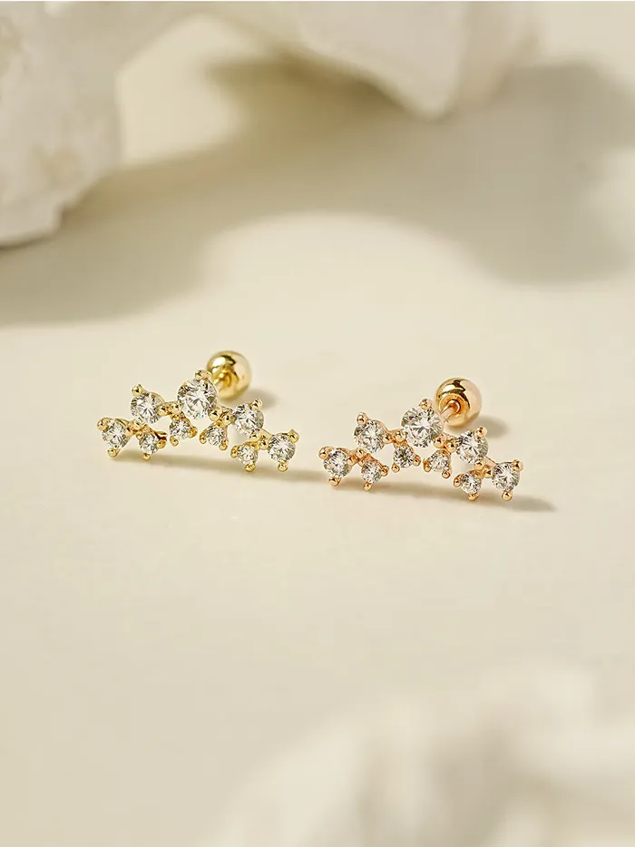 Earrings MinimalBijoux 14K Gold Double Curved Tiara Cartilage Earring 20G18G16G