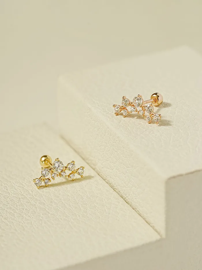 Earrings MinimalBijoux 14K Gold Double Curved Tiara Cartilage Earring 20G18G16G