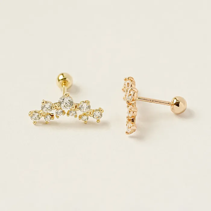 Earrings MinimalBijoux 14K Gold Double Curved Tiara Cartilage Earring 20G18G16G