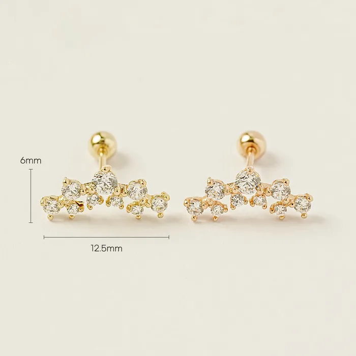 Earrings MinimalBijoux 14K Gold Double Curved Tiara Cartilage Earring 20G18G16G