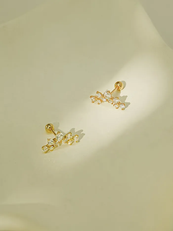 Earrings MinimalBijoux 14K Gold Double Curved Tiara Cartilage Earring 20G18G16G