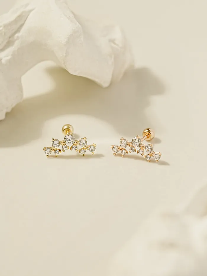 Earrings MinimalBijoux 14K Gold Double Curved Tiara Cartilage Earring 20G18G16G