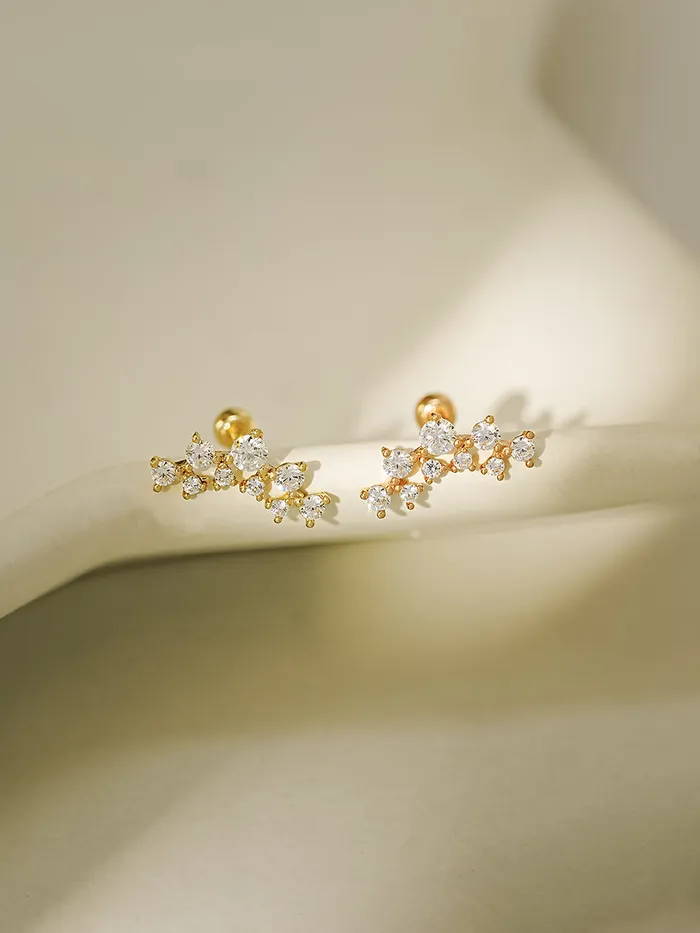 Earrings MinimalBijoux 14K Gold Double Curved Tiara Cartilage Earring 20G18G16G