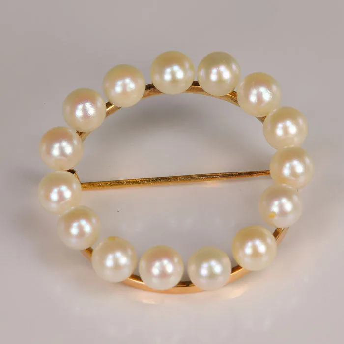 Earrings Moriartys Gem Art 14K Yellow Gold Akoya Pearl PinBrooch