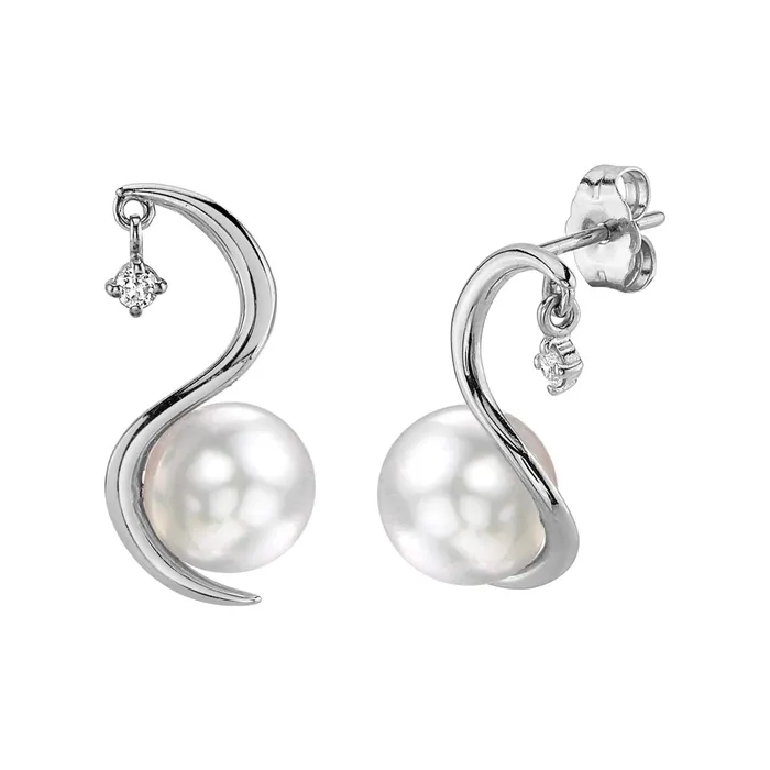 Earrings SPT White South Sea Pearl Diamond Nile Earrings
