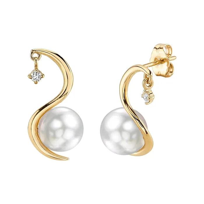 Earrings SPT White South Sea Pearl Diamond Nile Earrings