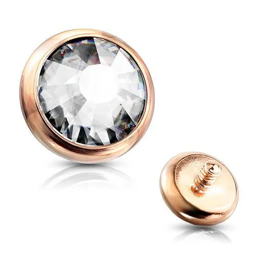 Earrings Tulsa Body Jewelry 14g Bezel CZ Disc Rose Gold End