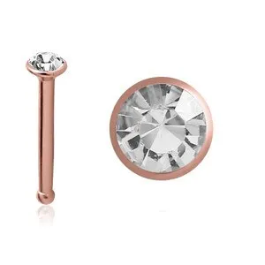 Earrings Tulsa Body Jewelry Bezel CZ Rose Gold Nose Bone