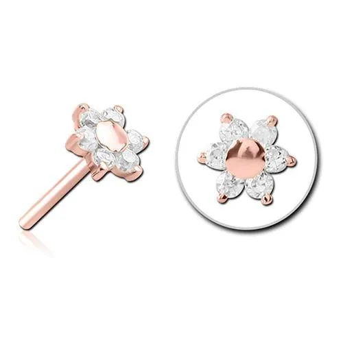 Earrings Tulsa Body Jewelry CZ Flower Rose Gold Threadless End