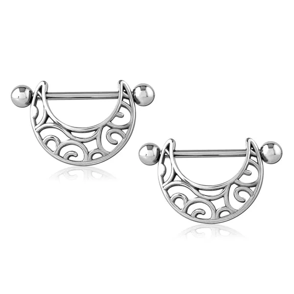 Filigree Moon Stainless Nipple Stirrups Tulsa Body Jewelry Necklaces