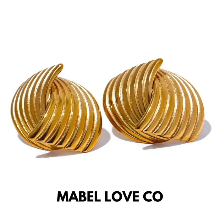 Gold Geometric Stud Earrings Elegant Allergy Free Jewelry Mabel Love Co Earrings