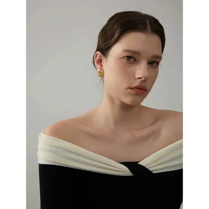 Gold Geometric Stud Earrings Elegant Allergy Free Jewelry Mabel Love Co Earrings