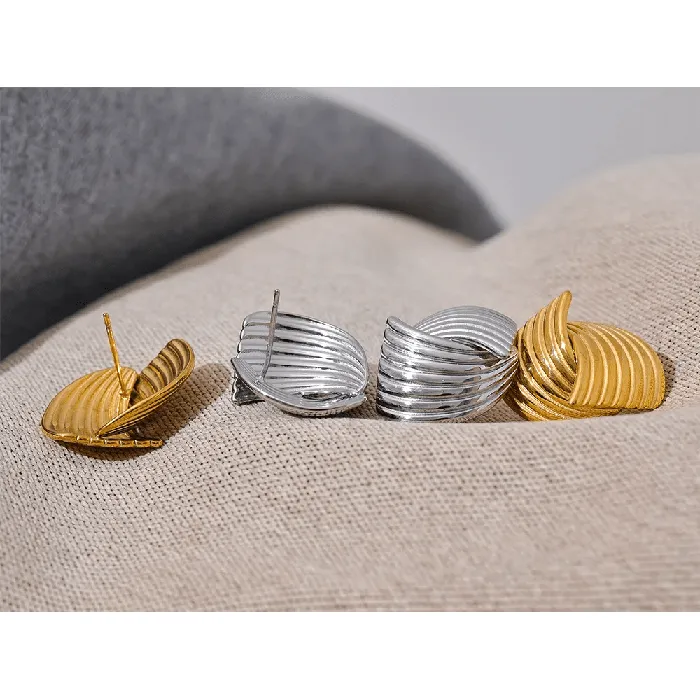 Gold Geometric Stud Earrings Elegant Allergy Free Jewelry Mabel Love Co Earrings