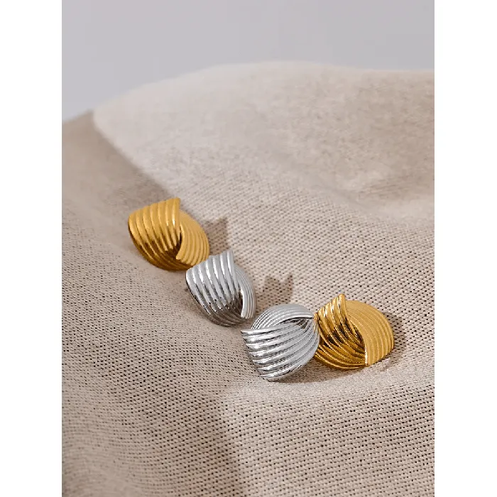 Gold Geometric Stud Earrings Elegant Allergy Free Jewelry Mabel Love Co Earrings