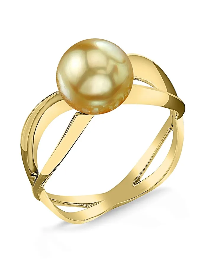 Golden South Sea Pearl Lana Solitaire Ring SPT Rings