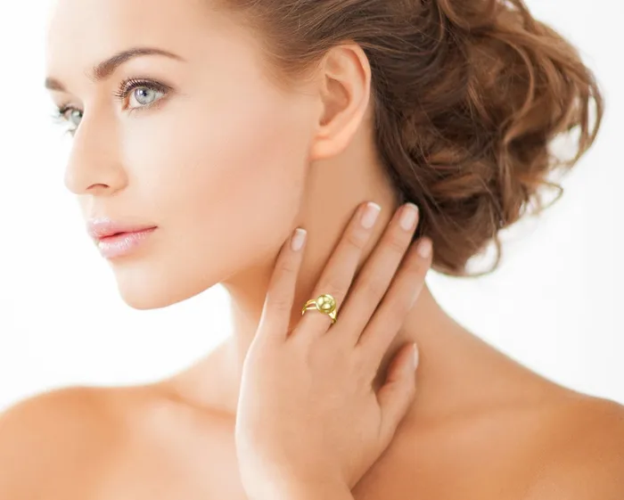 Golden South Sea Pearl Lana Solitaire Ring SPT Rings