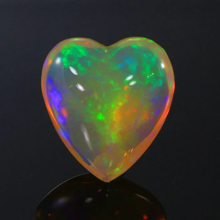 Heart Shaped Cabochon Welo Opal Gemstone 1637 Carats Moriartys Gem Art Necklaces