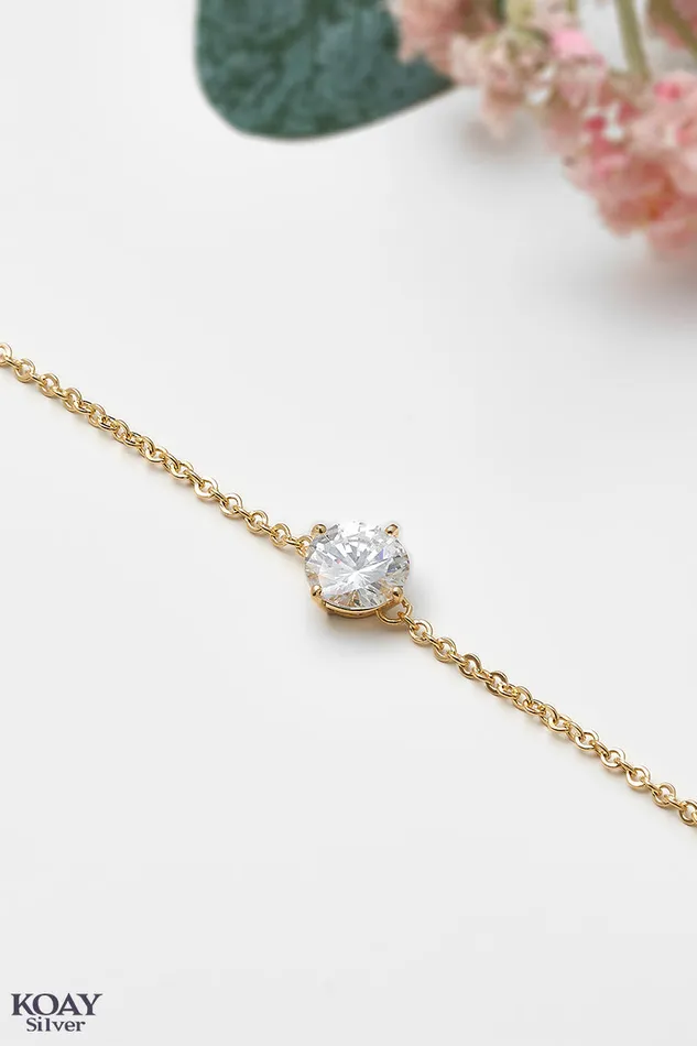 KOAY Silver Store Bracelets Single Zircon Bracelet GP