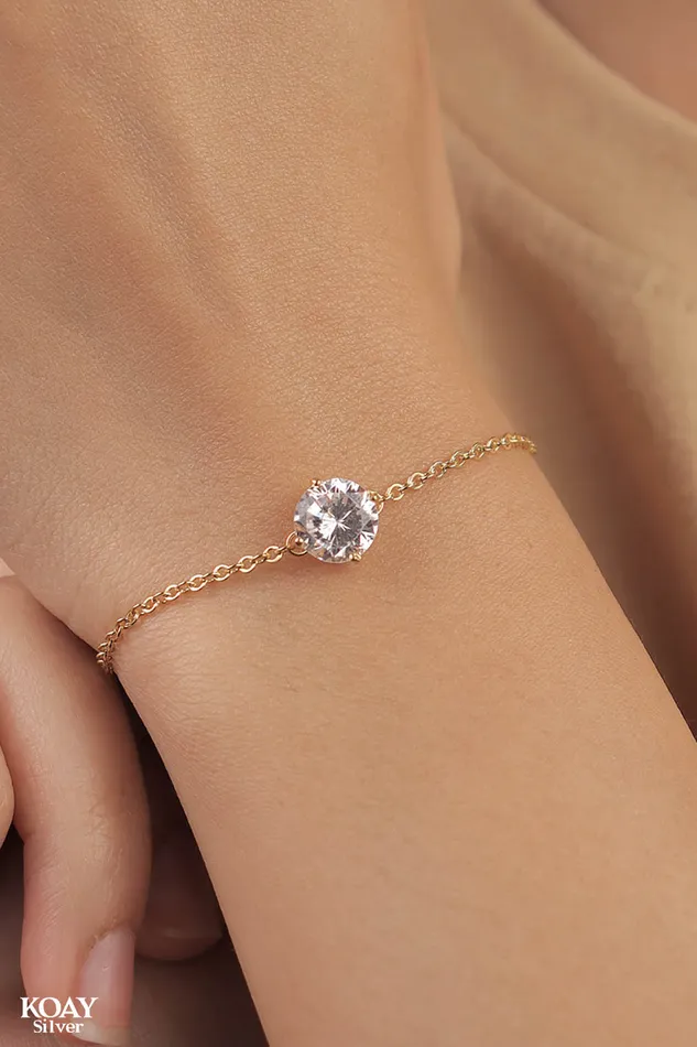 KOAY Silver Store Bracelets Single Zircon Bracelet GP