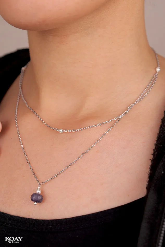 KOAY Silver Store Necklaces Purple Stone Necklace KOAY Silver Store Necklaces Purple Stone Necklace