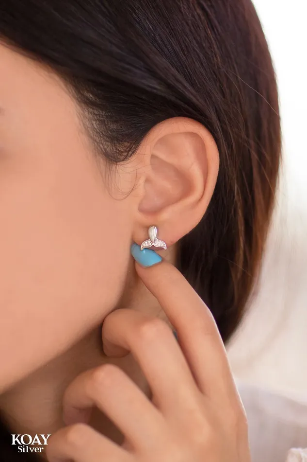 KOAY Silver Store Zircon Mermaid Earrings Earrings