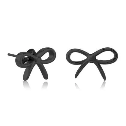 Large Bow Black Stud Earrings Tulsa Body Jewelry Earrings