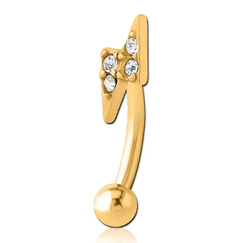 Lightning CZ Gold Eyebrow Barbell Tulsa Body Jewelry PreStyled Sets