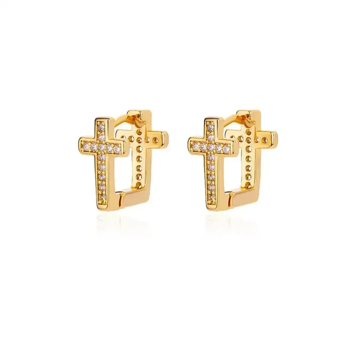 Mabel Love Co Earrings Cross Hoop Earrings
