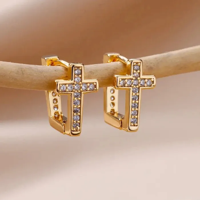 Mabel Love Co Earrings Cross Hoop Earrings