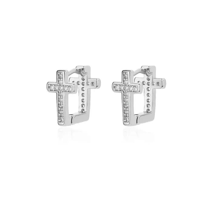 Mabel Love Co Earrings Cross Hoop Earrings