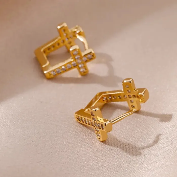 Mabel Love Co Earrings Cross Hoop Earrings