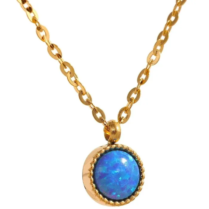 Mabel Love Co Necklaces Blue Opal Pendant Necklace