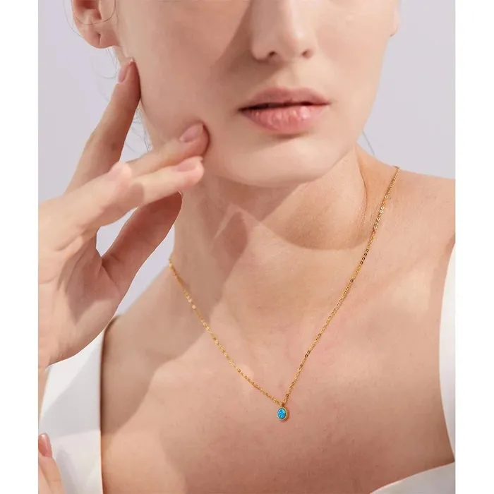 Mabel Love Co Necklaces Blue Opal Pendant Necklace