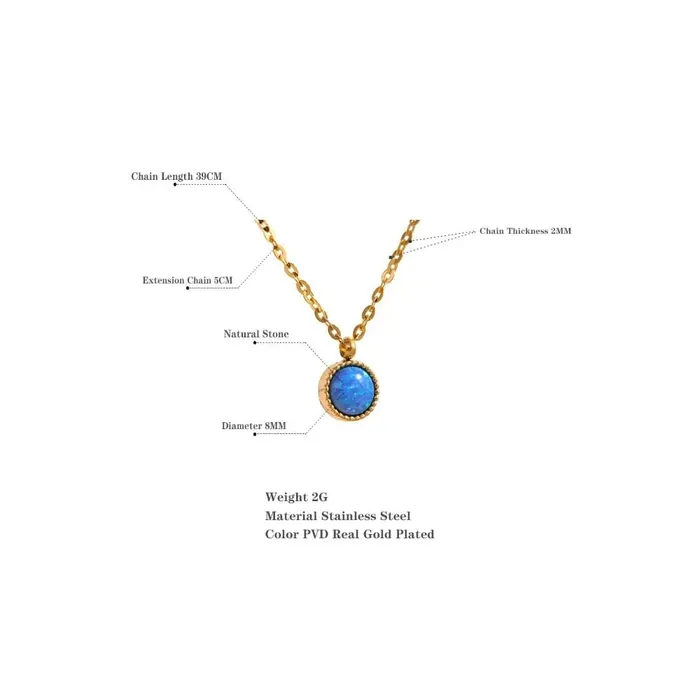 Mabel Love Co Necklaces Blue Opal Pendant Necklace