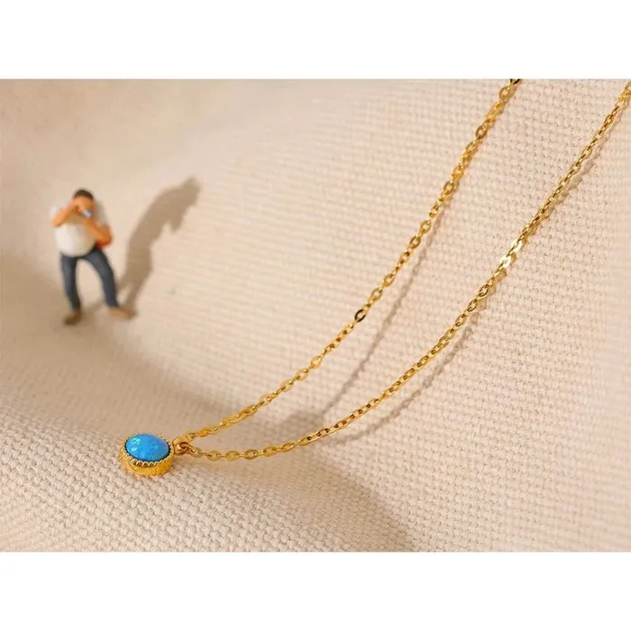 Mabel Love Co Necklaces Blue Opal Pendant Necklace