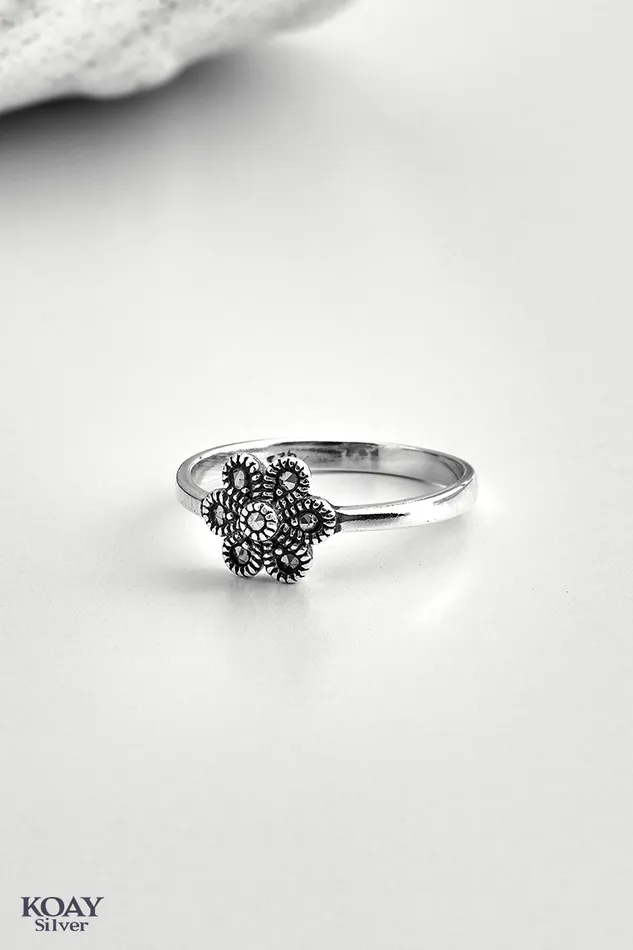 Marcasite Flower Ring KOAY Silver Store Rings