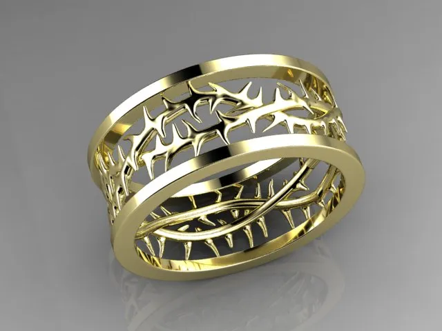 Mens Crown of Thorns Wedding Band by Designer Christopher Michael Moriartys Gem Art Rings