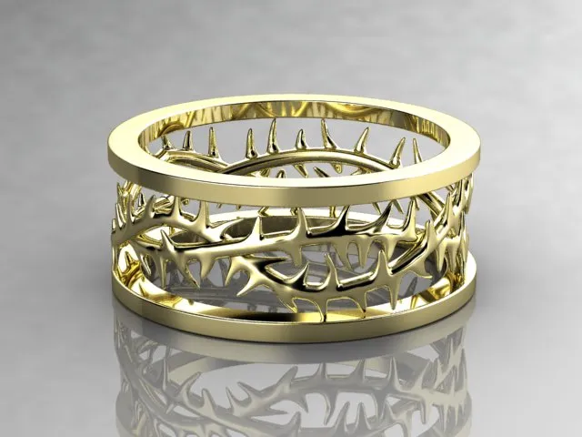 Mens Crown of Thorns Wedding Band by Designer Christopher Michael Moriartys Gem Art Rings