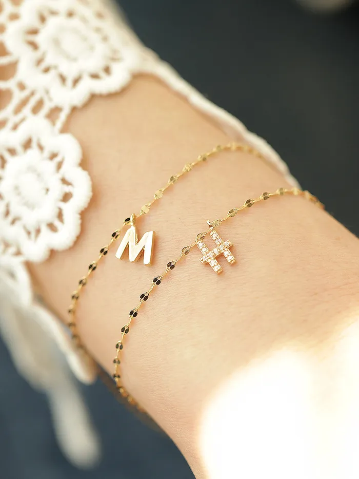 MinimalBijoux 14K 18K Gold Initial Anklet Bracelet Bracelets