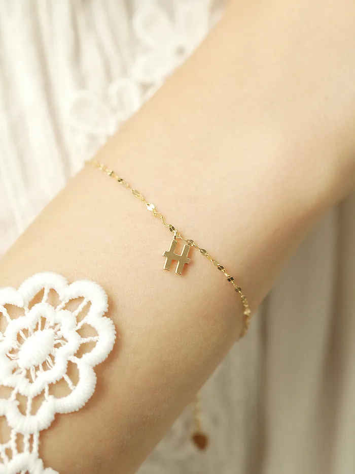 MinimalBijoux 14K 18K Gold Initial Anklet Bracelet Bracelets