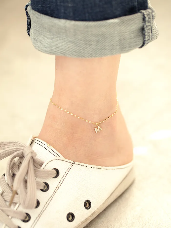 MinimalBijoux 14K 18K Gold Initial Anklet Bracelet Bracelets