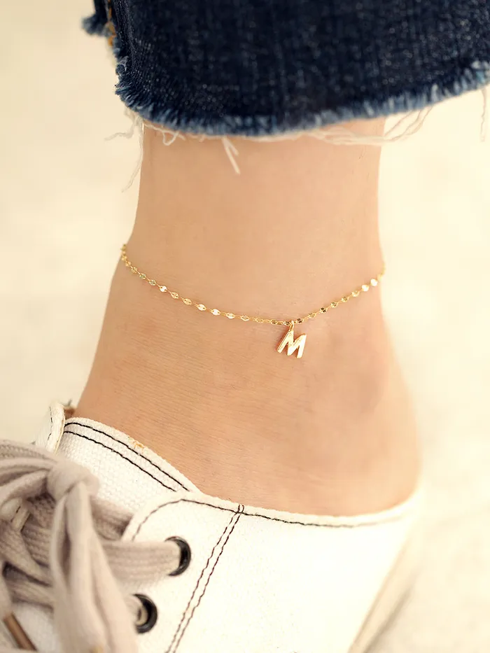 MinimalBijoux 14K 18K Gold Initial Anklet Bracelet Bracelets