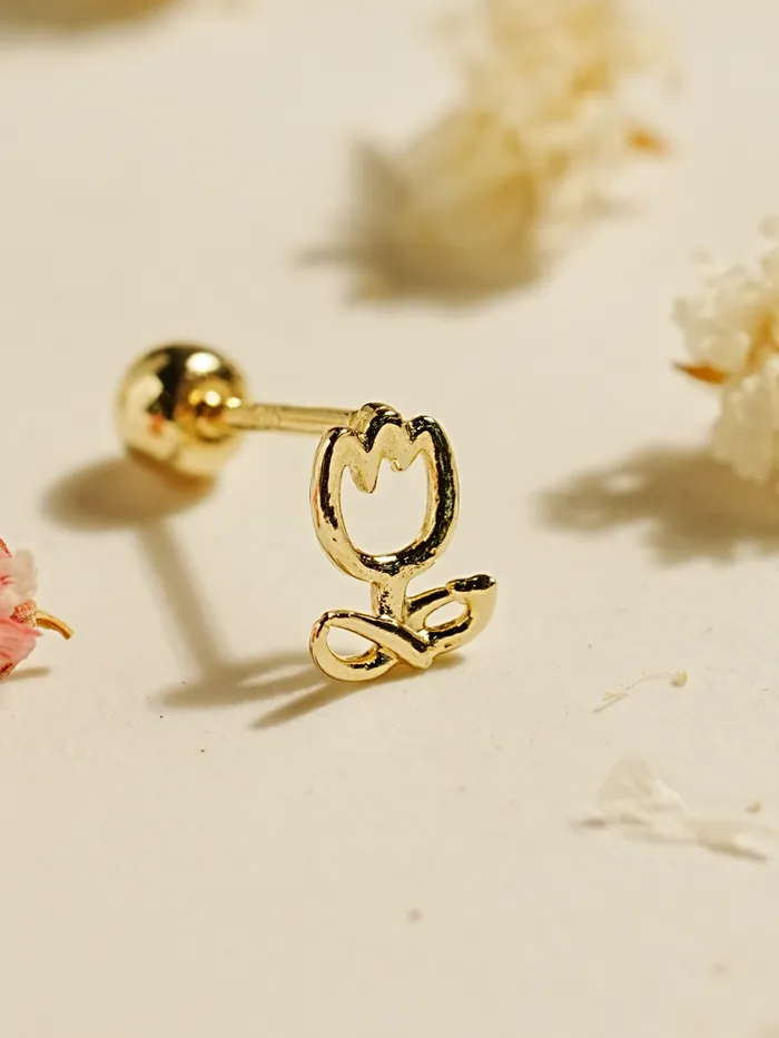 MinimalBijoux 14K Gold Cutey Tulip Cartilage Earring 20G Earrings