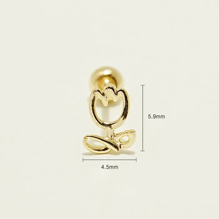 MinimalBijoux 14K Gold Cutey Tulip Cartilage Earring 20G Earrings