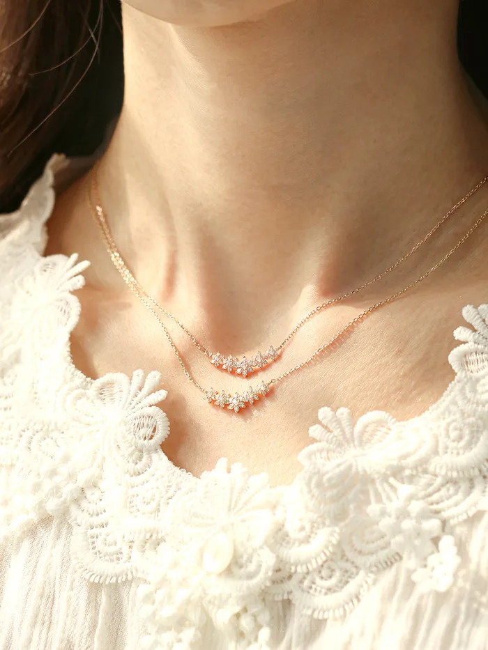 MinimalBijoux 14K Gold Garland Cubic Flower Necklace Necklaces