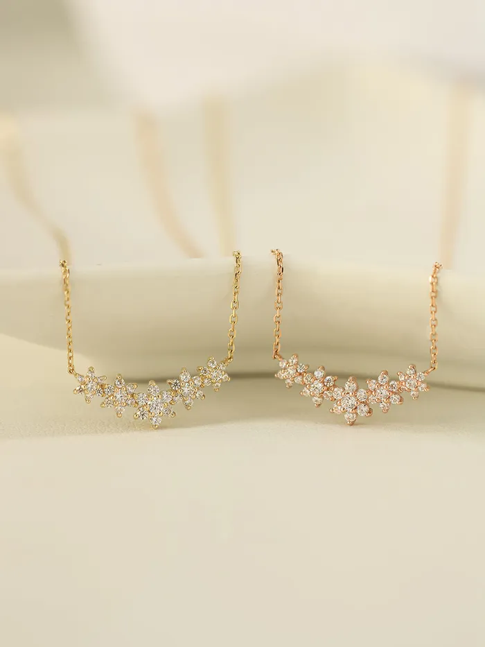 MinimalBijoux 14K Gold Garland Cubic Flower Necklace Necklaces