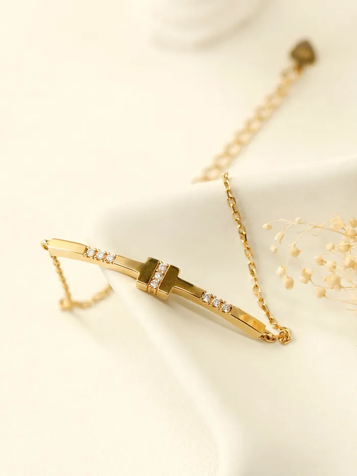 MinimalBijoux Bracelets 14K 18K Gold CZ Volume Line Stick Bracelet