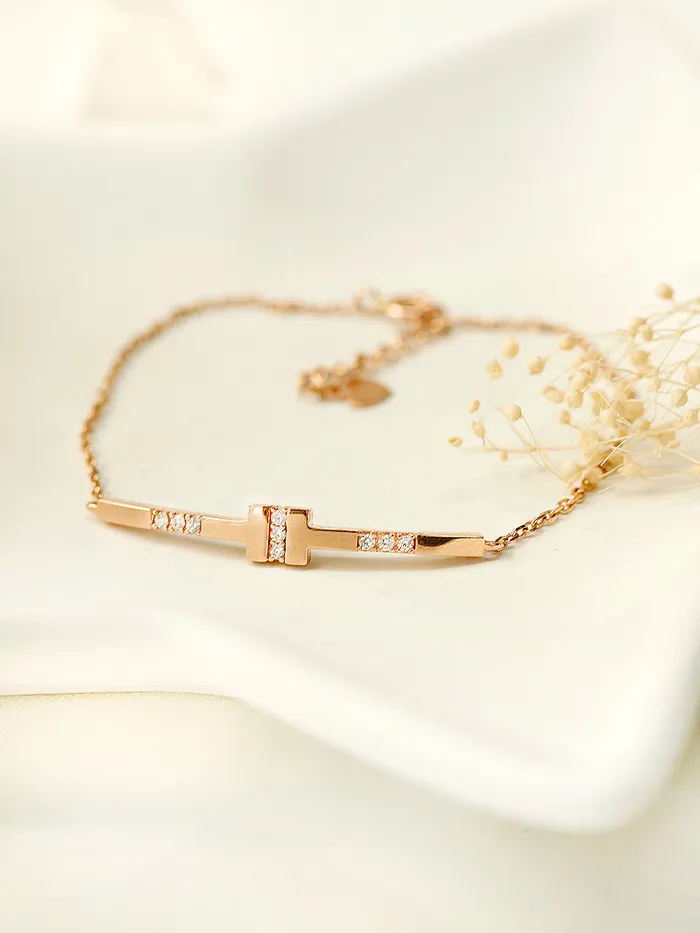 MinimalBijoux Bracelets 14K 18K Gold CZ Volume Line Stick Bracelet