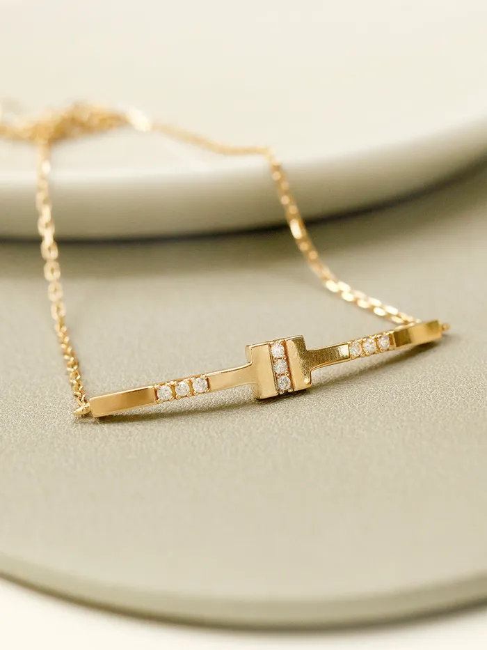 MinimalBijoux Bracelets 14K 18K Gold CZ Volume Line Stick Bracelet